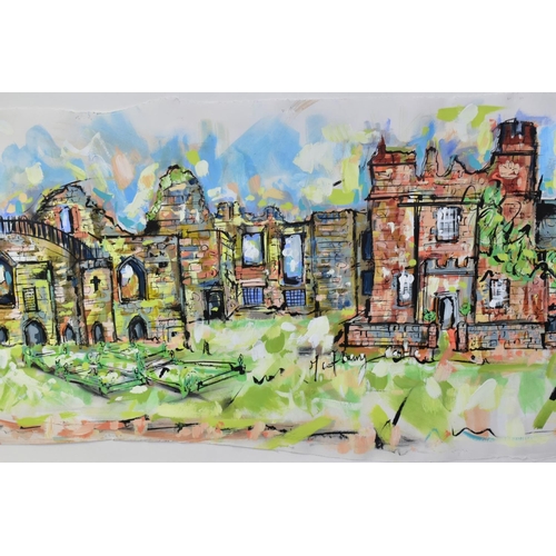 766 - LUCINDA BERMAN (BRITISH CONTEMPORARY) 'TUTBURY CASTLE', a colourful study of the Staffordshire landm... 