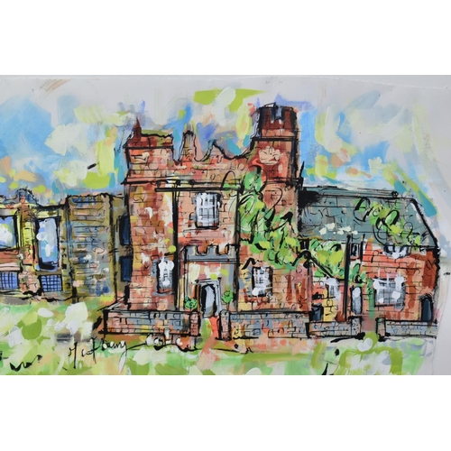 766 - LUCINDA BERMAN (BRITISH CONTEMPORARY) 'TUTBURY CASTLE', a colourful study of the Staffordshire landm... 