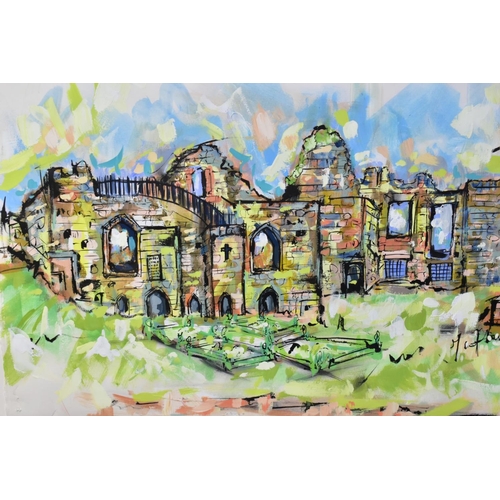 766 - LUCINDA BERMAN (BRITISH CONTEMPORARY) 'TUTBURY CASTLE', a colourful study of the Staffordshire landm... 