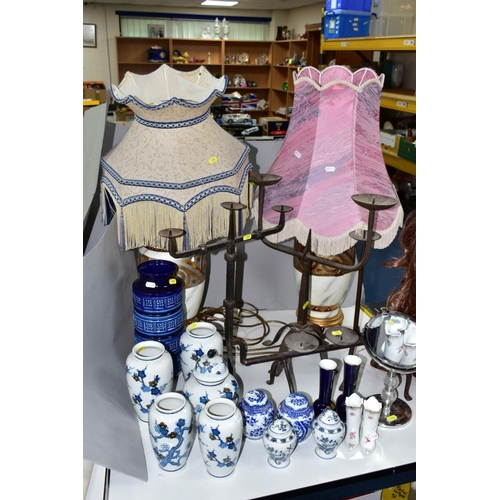 775 - TWO PLASTIC CHILD SIZE MANNEQUINS ON STANDS, one in white with jointed parts, no head, the other a f... 