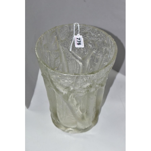 776 - A JOSEF INWALD BAROLAC FOREST TREES, RELIEF MOULDED FROSTED GLASS VASE, height 25.5cm (Condition:- g... 