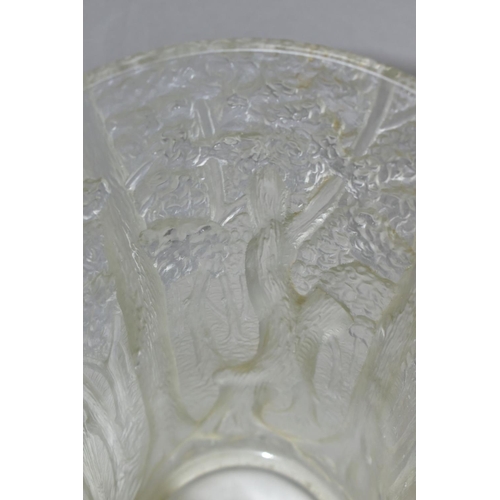 776 - A JOSEF INWALD BAROLAC FOREST TREES, RELIEF MOULDED FROSTED GLASS VASE, height 25.5cm (Condition:- g... 