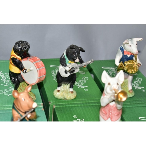 779 - A SET OF TWELVE BESWICK PIG PROMENADE FIGURES, comprising John The Conductor PP1, Matthew The Trumpe... 