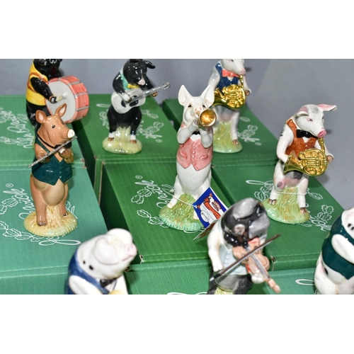 779 - A SET OF TWELVE BESWICK PIG PROMENADE FIGURES, comprising John The Conductor PP1, Matthew The Trumpe... 