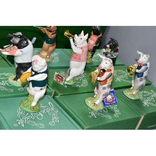 779 - A SET OF TWELVE BESWICK PIG PROMENADE FIGURES, comprising John The Conductor PP1, Matthew The Trumpe... 