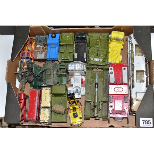 785 - A QUANTITY OF UNBOXED AND ASSORTED PLAYWORN DIECAST VEHICLES, Dinky, Corgi, Matchbox, Britains Lone ... 