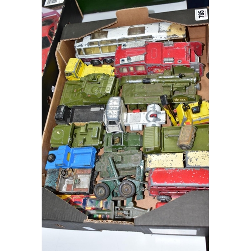 785 - A QUANTITY OF UNBOXED AND ASSORTED PLAYWORN DIECAST VEHICLES, Dinky, Corgi, Matchbox, Britains Lone ... 