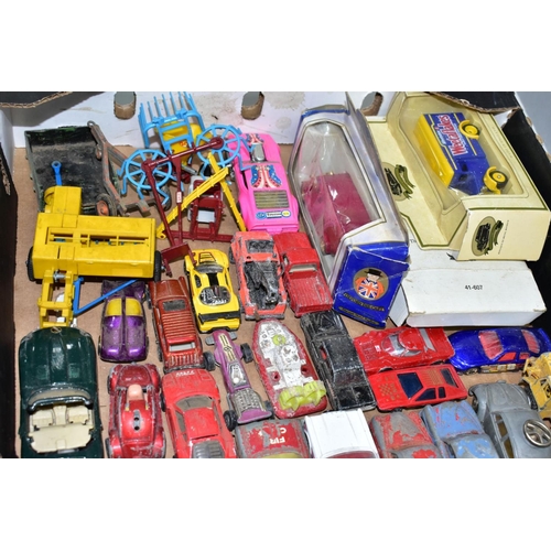 785 - A QUANTITY OF UNBOXED AND ASSORTED PLAYWORN DIECAST VEHICLES, Dinky, Corgi, Matchbox, Britains Lone ... 