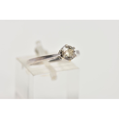 91 - A MODERN 18CT WHITE GOLD DIAMOND SINGLE STONE RING, a modern round brilliant cut diamond claw set, e... 