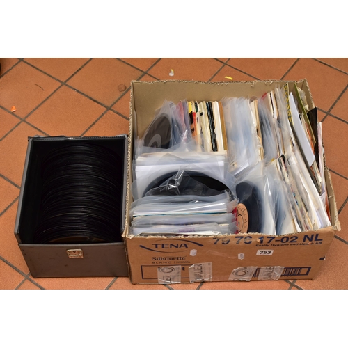 753 - TWO BOXES OF 7 INCH SINGLES, approximately two hundred and thirty, mostly from 1980's and 90's, some... 