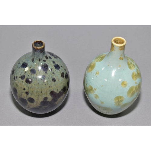 108 - SIMON RICH (BRITISH 1949) two crystalline bottle shaped vases with short necks, impressed marks to b... 