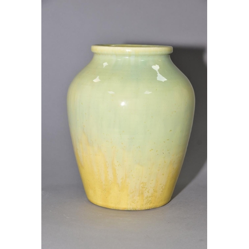 206 - RUSKIN POTTERY, a pale green and yellow lustre baluster vase, impressed Ruskin England to the base, ... 