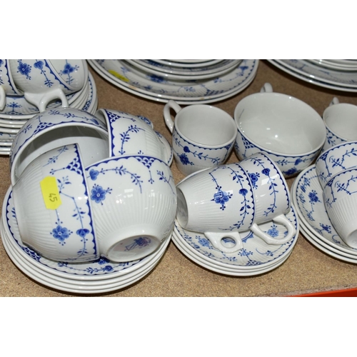 45 - FURNIVALS 'DENMARK' PATTERN TEA WARES, etc, to include a teapot, six small cups and saucers, thirtee... 