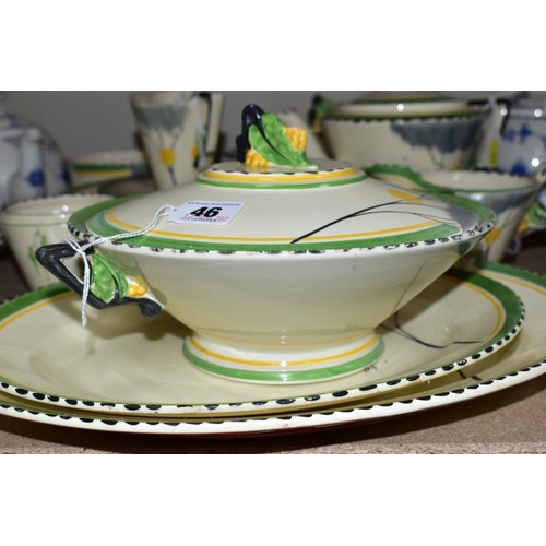 46 - BURLEIGH WARE ART DECO DINNER WARES DAWN PATTERN No 4760, RD No 786416, comprising two tureens with ... 