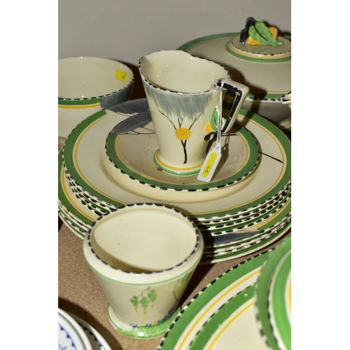 46 - BURLEIGH WARE ART DECO DINNER WARES DAWN PATTERN No 4760, RD No 786416, comprising two tureens with ... 