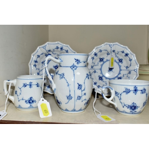 65 - FIVE PIECES OF ROYAL COPENHAGEN ONION PATTERN BLUE AND WHITE PORCELAIN, comprising a cream jug (1/22... 