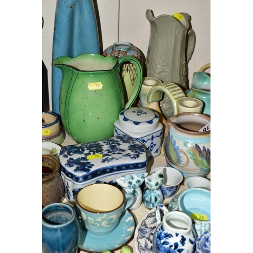 78 - A QUANTITY OF ASSORTED CERAMICS, etc, to include a Glyn Colledge jug, height 12cm, a New Chelsea 'Fl... 