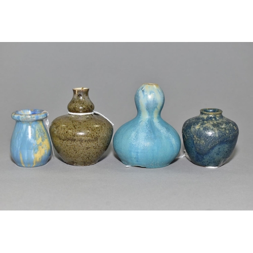 86 - FOUR PIECES OF EARLY/MID 20TH CENTURY STUDIO POTTERY, comprising a Pierre Fonds miniature vase with ... 