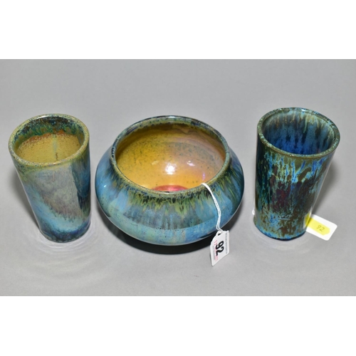 92 - ALPHONSE CYTERE (FRANCE 1861-1941) for Ramberville Pottery, comprising an iridescent drip glaze bowl... 