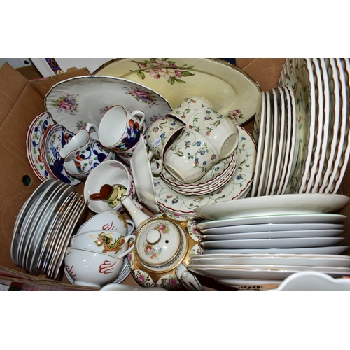 788 - THREE BOXES AND LOOSE CERAMICS, to include Aynsley 'Forget Me Not' teapot, 12154 pattern tea wares, ... 