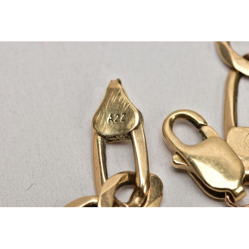145 - A 9CT GOLD FETTER BRACELET, fitted with a lobster clasp, hallmarked 9ct gold Birmingham, length 210m... 