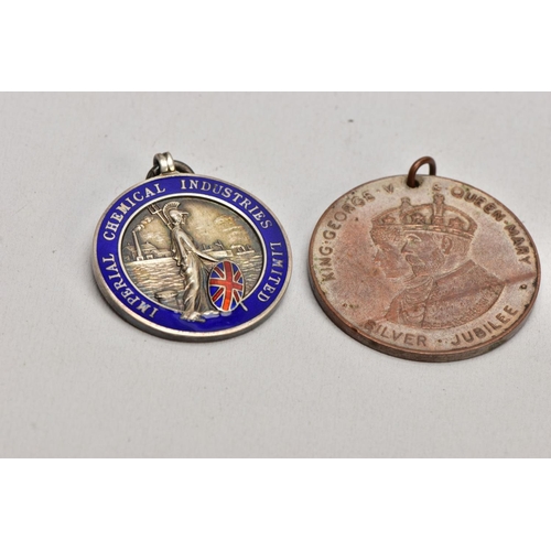 150 - A TRAY OF ASSORTED SILVER AND METAL FOB MEDALS, to include an enamelled brooch medal for the 'Imperi... 