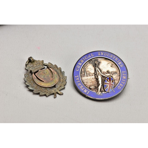 150 - A TRAY OF ASSORTED SILVER AND METAL FOB MEDALS, to include an enamelled brooch medal for the 'Imperi... 