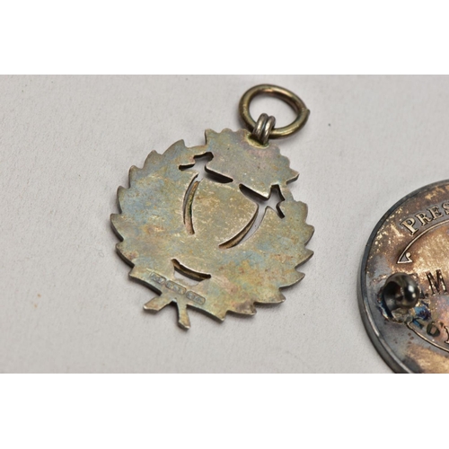 150 - A TRAY OF ASSORTED SILVER AND METAL FOB MEDALS, to include an enamelled brooch medal for the 'Imperi... 