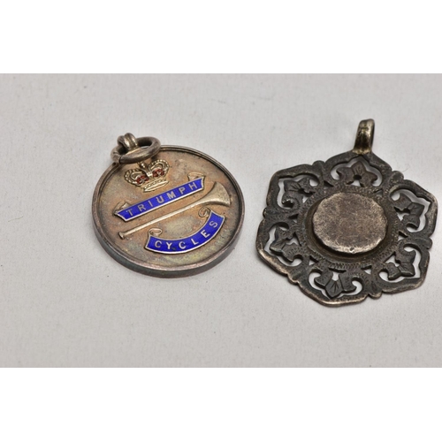 150 - A TRAY OF ASSORTED SILVER AND METAL FOB MEDALS, to include an enamelled brooch medal for the 'Imperi... 
