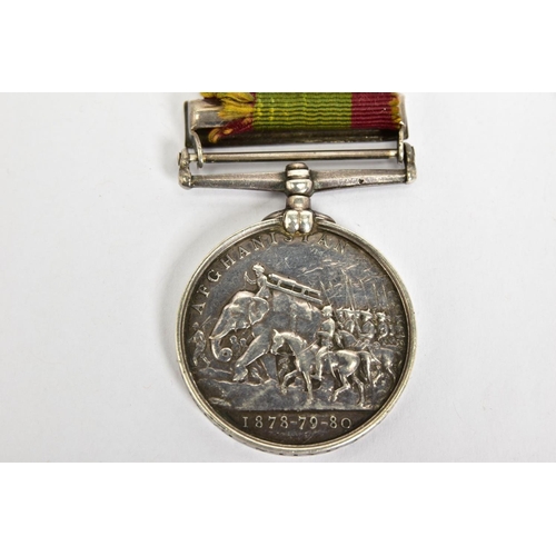 120 - AN AFGHANISTAN MEDAL 1878/9/80 Bar Ahmed Khel, with ribbon period clasp fastener, named to 5251 Gr (... 