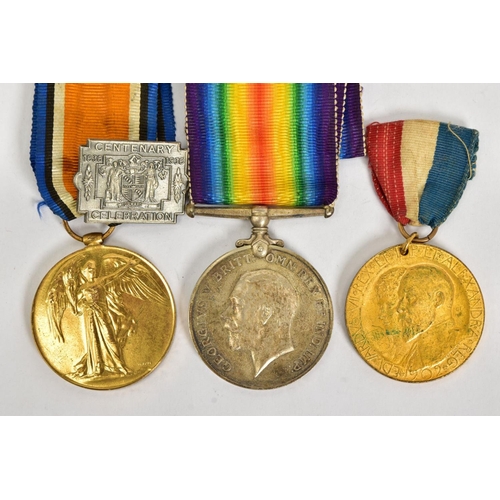 127 - A WWI BRITISH WAR AND VICTORY MEDALS named to M-273495 Pte A.W.Tripp. ASC, together with a 1902 Coro... 