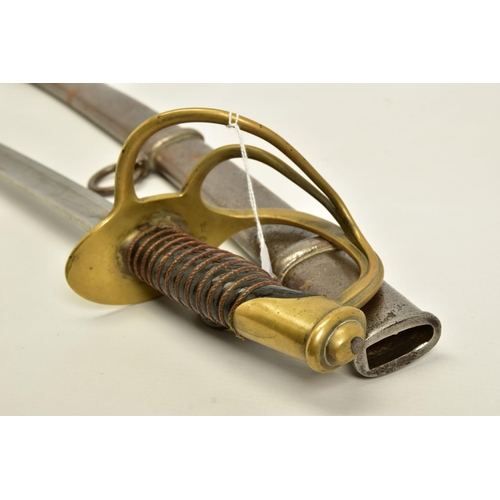 130 - AN EXAMPLE OF AN M1840 US CAVALRY SABER, with scabbard, the blade length is approximately 89cm and i... 