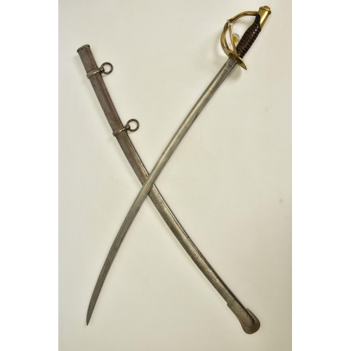 130 - AN EXAMPLE OF AN M1840 US CAVALRY SABER, with scabbard, the blade length is approximately 89cm and i... 