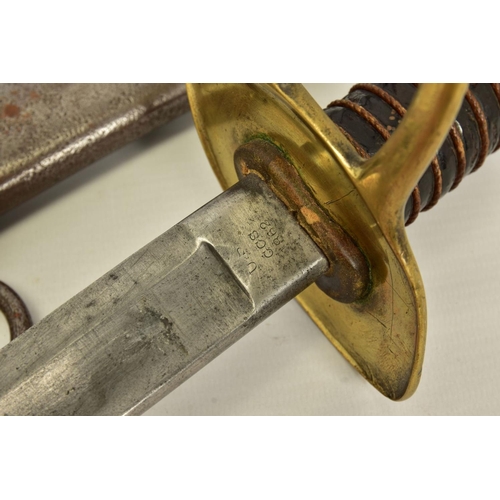 130 - AN EXAMPLE OF AN M1840 US CAVALRY SABER, with scabbard, the blade length is approximately 89cm and i... 