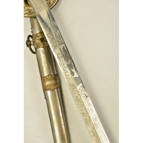 131 - AN ANTIQUE KNIGHTS OF PYTHIAS CEREMONIAL MASONIC SWORD, US made by 'Pittsburgh Uniform & Cap Co. USA... 