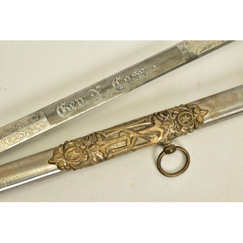 131 - AN ANTIQUE KNIGHTS OF PYTHIAS CEREMONIAL MASONIC SWORD, US made by 'Pittsburgh Uniform & Cap Co. USA... 