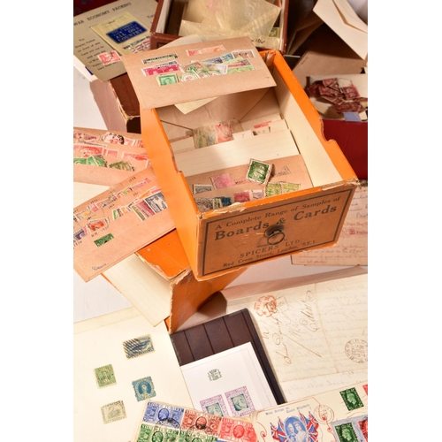 22 - COLLECTION OF STAMPS in box, housed in albums and on cards, main interest in early to mid period mai... 