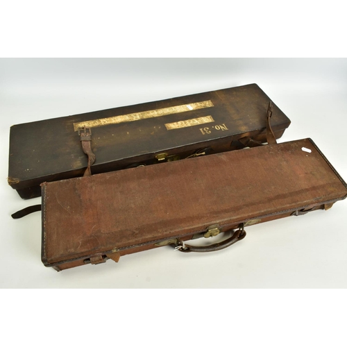 48 - FOUR VINTAGE CANVAS GUN CASES AND A BOX OF GUN CLEANING AND OTHER SHOOTING RELATED ACCESSORIES, the ... 