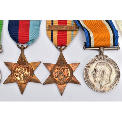 56 - A FAMILY RELATED GROUP OF MEDALS as follows, British War & Victory Medal pair named S4-217831 Pte H.... 