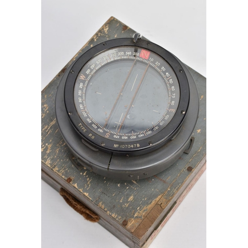 63 - A BOXED AIR MINISTRY LIQUID FILLED AIRCRAFT COMPASS, 1943 type P8 AM believed to have been used in t... 