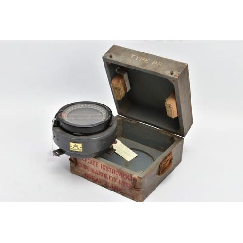 63 - A BOXED AIR MINISTRY LIQUID FILLED AIRCRAFT COMPASS, 1943 type P8 AM believed to have been used in t... 