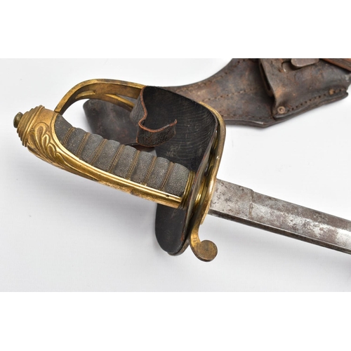 67 - A WW1 ERA BELIEVED IMPERIAL GERMAN ERSATZ RIFLE BAYONET, with metal scabbard and leather frog, the b... 