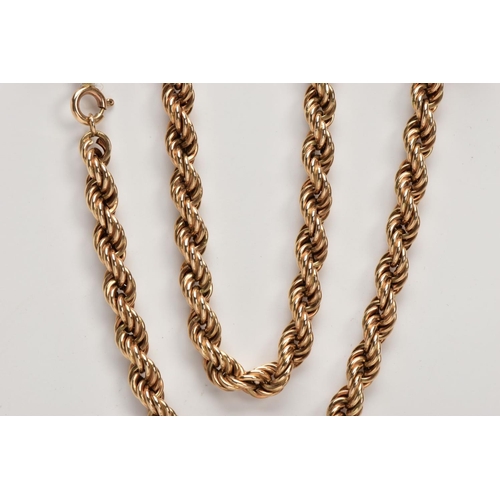 172 - A 9CT GOLD ROPE TWIST CHAIN, hollow rope twist chain, fitted with a spring clasp, hallmarked 9ct gol... 