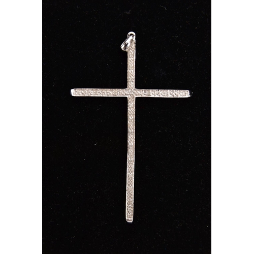 216 - A 9CT GOLD DIAMOND CROSS PENDANT, a large cross pendant set with single cut diamond detail, fitted w... 