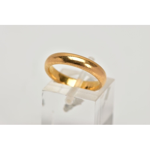 249 - A 22CT GOLD WEDDING BAND, plain polished design, hallmarked 22ct gold Birmingham, ring size L, appro... 