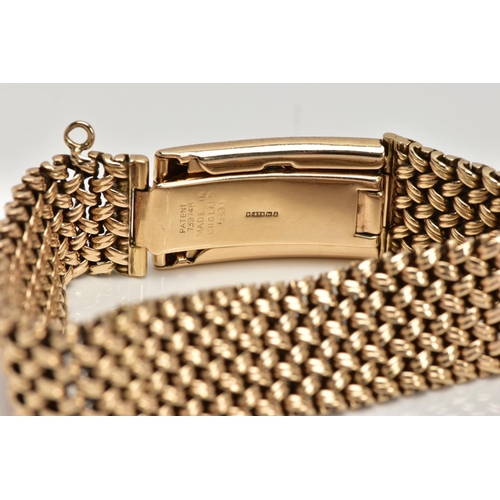 259 - A HEAVY 9CT GOLD WHEAT CHAIN BRACELET, approximate width 15.8mm, fitted with a pull release fold ove... 