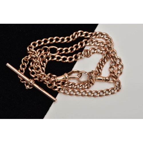 261 - A 9CT GOLD ALBERT CHAIN, curb link chain fitted with two lobster claw clasps, each link stamped 9.37... 