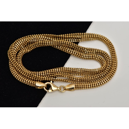 266 - A 9CT GOLD BEADED CHAIN, beaded snake style chain, fitted with a lobster claw clasp, hallmarked 9ct ... 