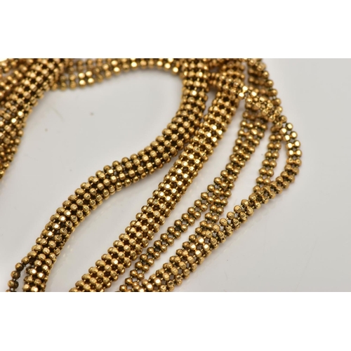 266 - A 9CT GOLD BEADED CHAIN, beaded snake style chain, fitted with a lobster claw clasp, hallmarked 9ct ... 