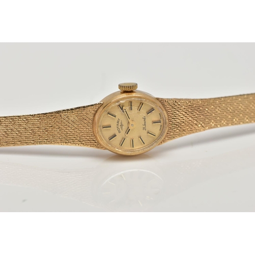 281 - A LADIES 9CT GOLD ROTARY WRISTWATCH, hand wound movement, oval gold dial signed 'Rotary Twenty-One J... 